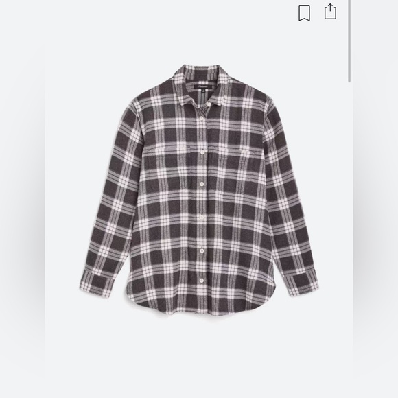 NWT | Madewell | Oversized Ex-Boyfriend Swing Shirt | Gray & Off-White | Large - Picture 12 of 12